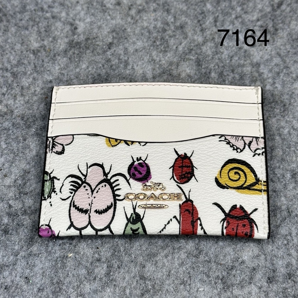 Coach Slim ID Card Case CR927 Chalk Multi Creature Print Wallet NWT